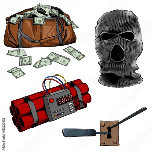 Canvas Print set of robber and thief stickers