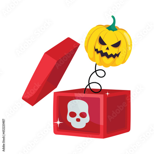 Pumpkin jack box vector colorful stickers Icon Design illustration. EPS 10 File