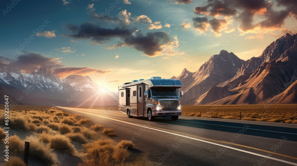 freedom and excitement of RV travel with an image that sparks wanderlust. freedom and excitement of RV travel with an image that sparks wanderlust.
