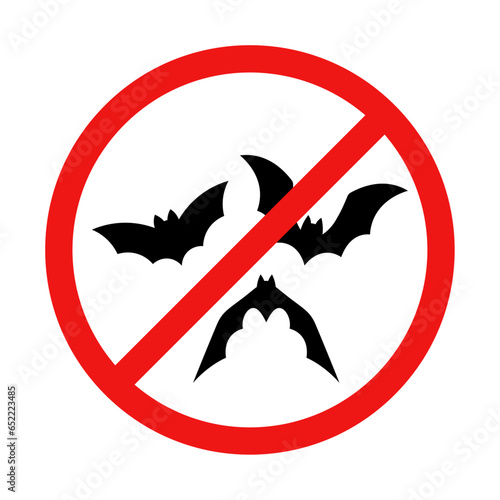 No Bats Sign on White Background