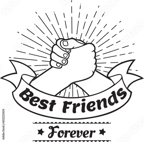 Best Friends Forever. Hands Shaking Design. Vector Illustration.
