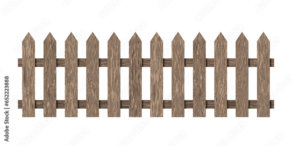 Brown wood picket fence repeat isolated. Vector Brown wood picket fence repeat isolated. Vector