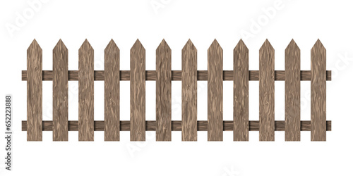 Brown wood picket fence repeat isolated. Vector