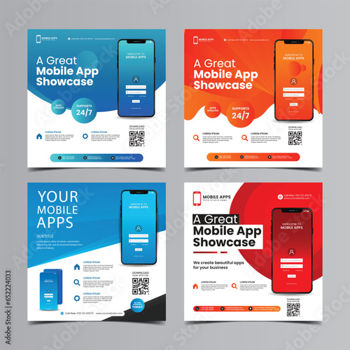 corporate mobile apps showcase social media post leaflet flyer poster layout 