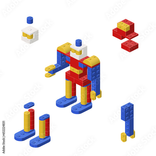 Concept with a robot in isometric style for printing and design.Vector illustration.