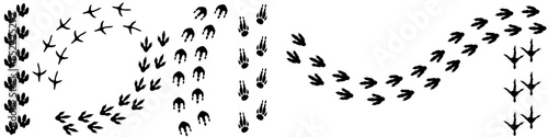Dinosaur footprints icon vector set. Dinosaur tracks illustration sign collection. Animals footprints symbol. Animals tracks logo.