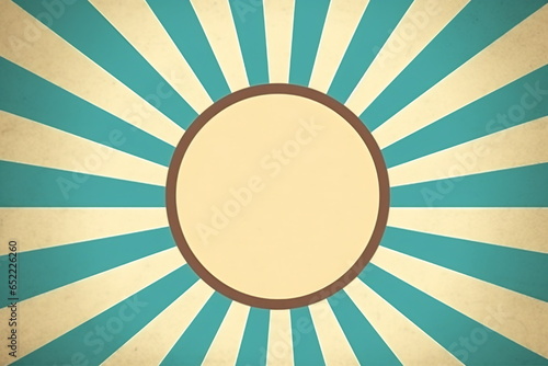 Sunlight retro background. Magic Sun beam ray pattern background. Old paper starburst. Circus style. Pale blue, beige color burst background