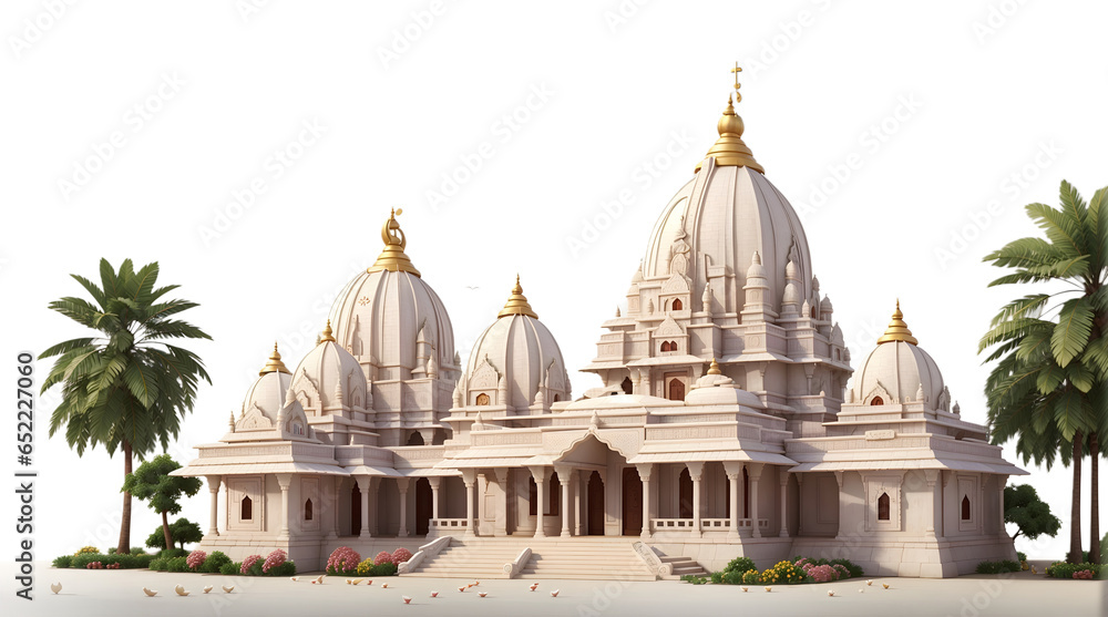 shri ram temple ,hindu temple architecture isolated with transparent background - obrazy, fototapety, plakaty 