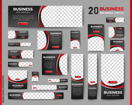 Set of business web banners template design with image space. vector	