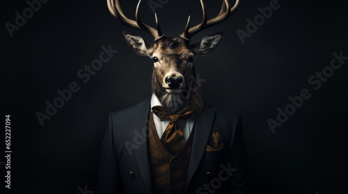 Horned sir deer wearing formal suit © Gefer