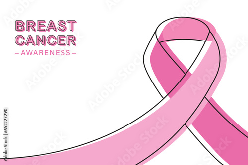 Breast cancer background with pink awareness ribbon, vector illustration design