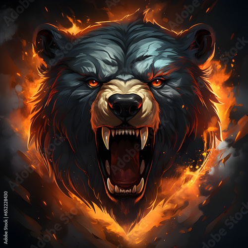 Angry bear head logo vector art