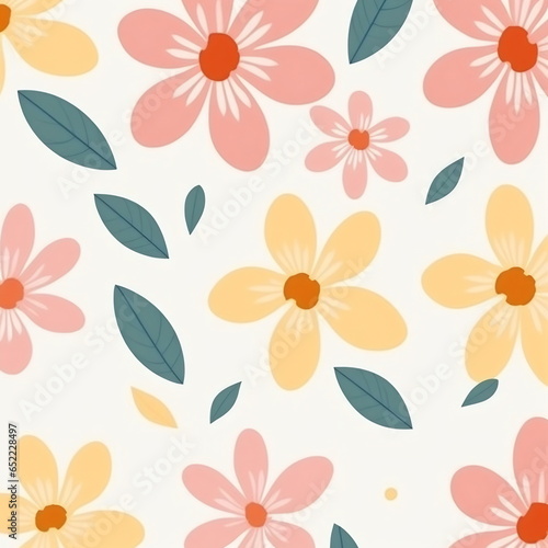 Retro flowers pattern. Collage contemporary pattern.