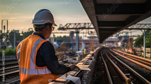 Inspector Engineer checking railway construction