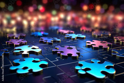Blockchain tokens represented as interlocking puzzle pieces, symbolizing how each block in the chain fits together