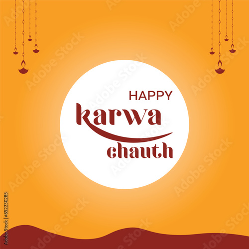 Free vector happy karwa Chauth with decorated puja thali of greeting card background
