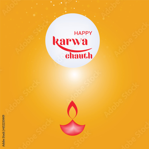 Free vector happy karwa Chauth with decorated puja thali of greeting card background