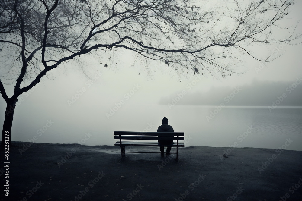 Illustration of a lonely lost person, surreal art, alone loneliness and solitude concept artwork, conceptual work Illustration of a lonely lost person, surreal art, alone loneliness and solitude concept artwork, conceptual work