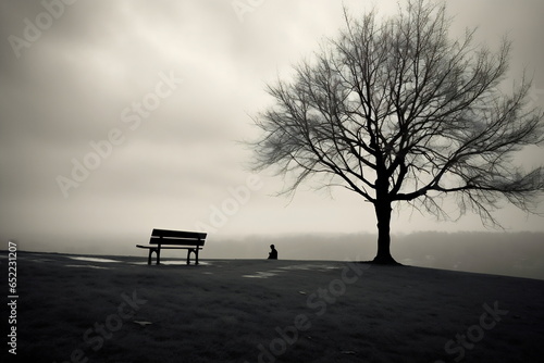 Illustration of a lonely lost person, surreal art, alone loneliness and solitude concept artwork, conceptual work