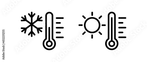 Thermometer icon vector set. Cold and hot temperature symbol