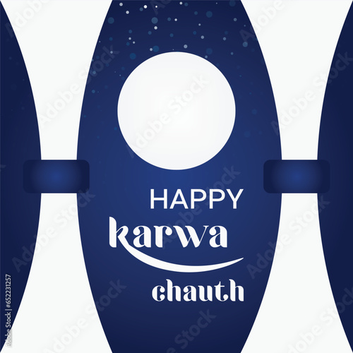 Free vector happy karwa Chauth with decorated puja thali of greeting card background