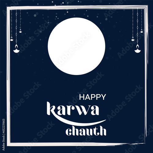 Free vector happy karwa Chauth with decorated puja thali of greeting card background