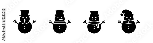 Snowman icon in glyph. Black snowman icons set. Winter snowman sign in glyph. Stock vector illustration
