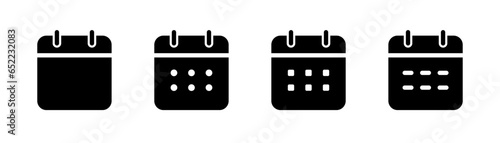 Calendar icon in glyph. Month symbol. Calendar icons set. Black calendar set. Stock vector illustration