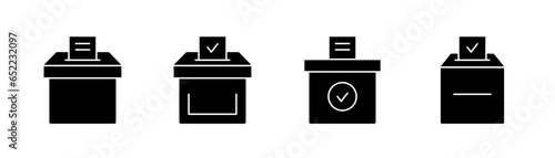 Vote box icon in glyph. Election box icons set. Black vote bulletin icon. Voting box in glyph. Stock vector illustration.