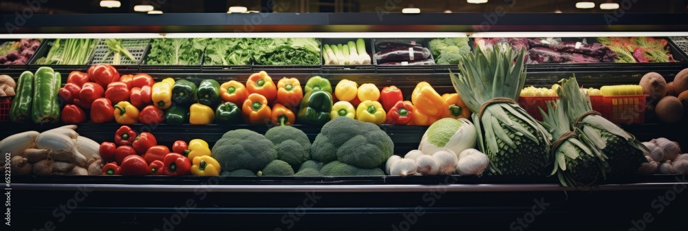 Fresh produce in a grocery store. Generative AI