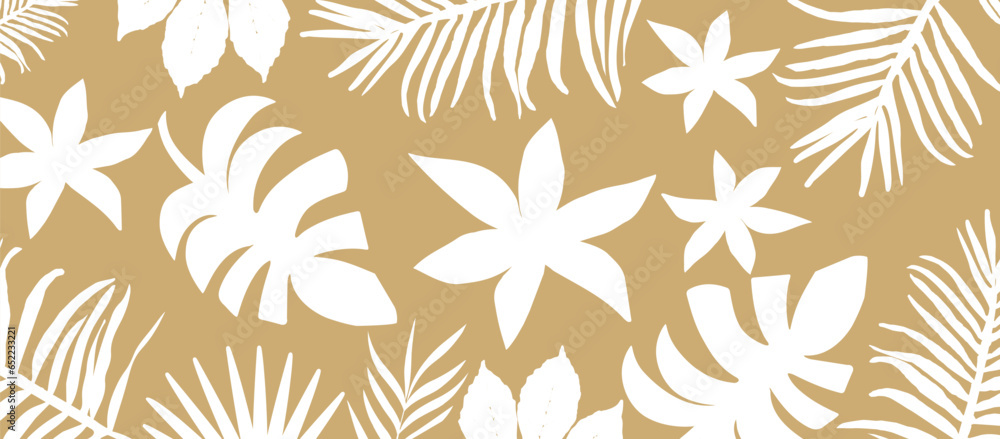 Monochromatic nature inspired shapes. Cute botanical elements pattern, random cutouts of tropical leaves and flowers. Decorative abstract art vector illustration Monochromatic nature inspired shapes. Cute botanical elements pattern, random cutouts of tropical leaves and flowers. Decorative abstract art vector illustration