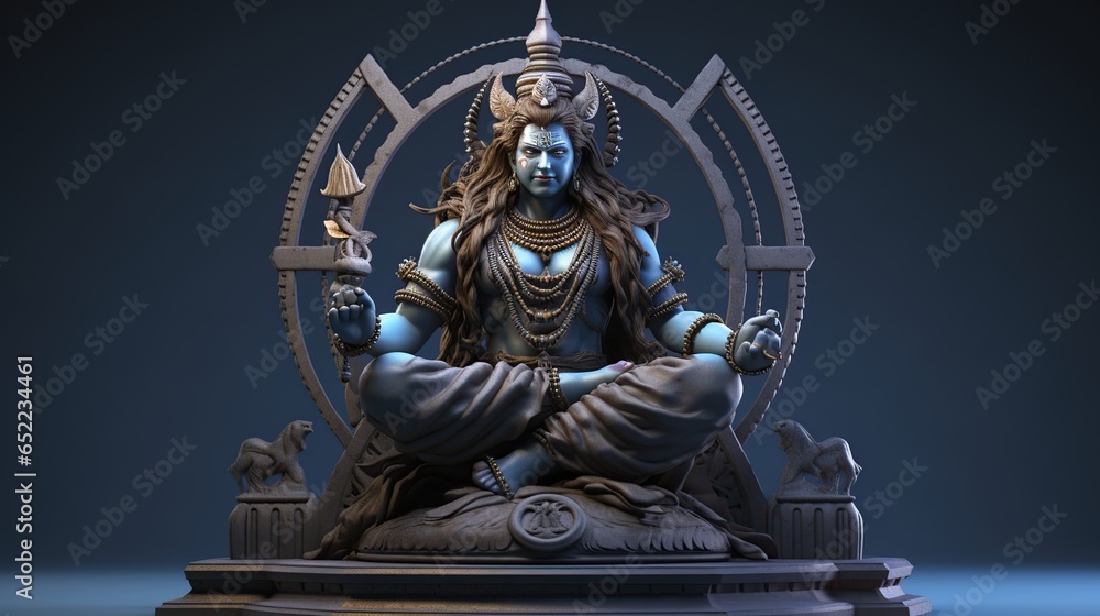 Lord shiva hindu statue isolated background. AI generated image