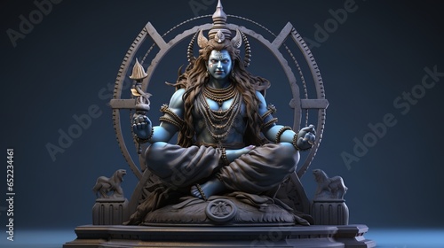 Lord shiva hindu statue isolated background. AI generated image