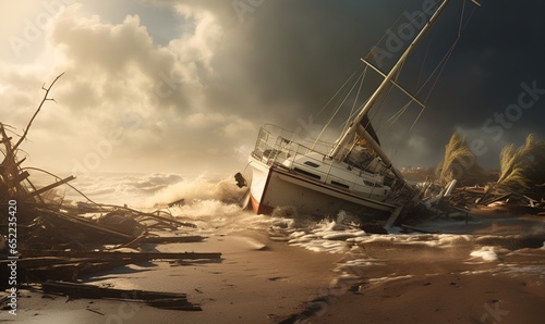 ships hit by ocean storms, ai generative © Miftah