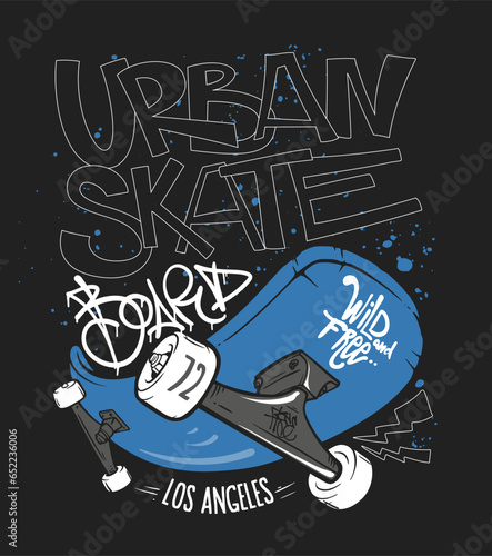 Skate board typography, t-shirt graphics, vectors design.
