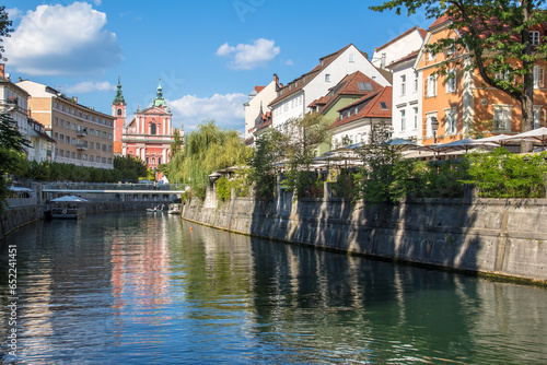Ljubljanica River, downtown Ljubljana. Slovenia