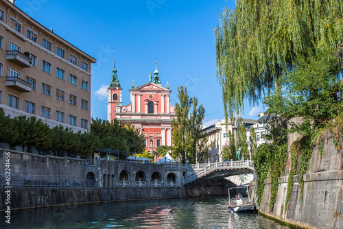 Ljubljanica River, downtown Ljubljana. Slovenia