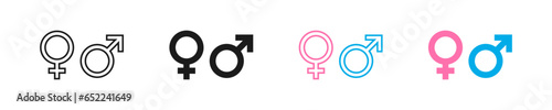 Gender symbol set icons. Man and woman, sex symbol. Vector isolated