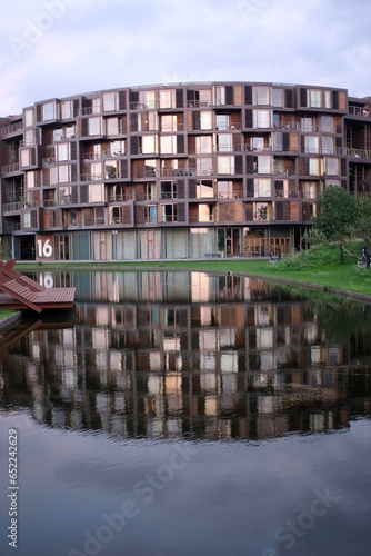 Ørestad, Copenhagen, Denmark during a Pink Sunset