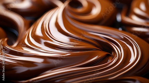 Chocolate texture. Liquid chocolate close-up. Textured dark chocolate. Generative Ai. 
