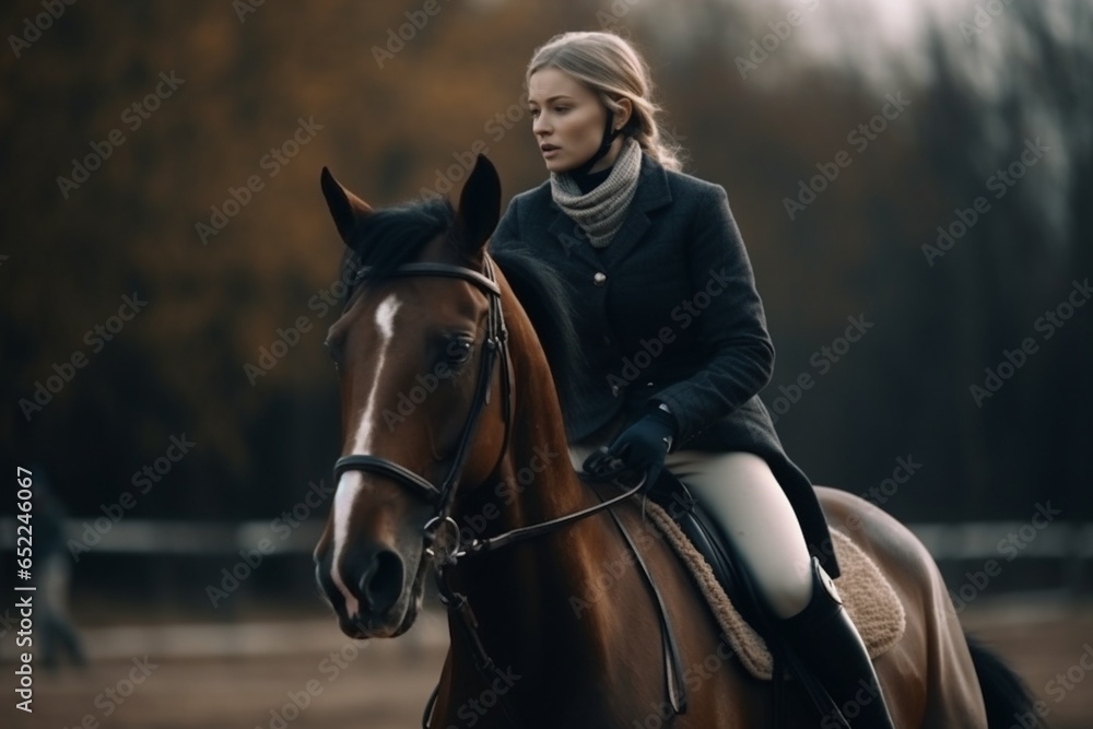 Obraz premium Hourse riding. Genereted Ai