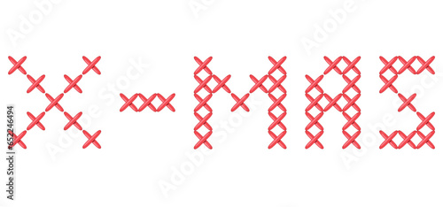 text xmas embroidery in peasant folk rustic motif. cross stitch christmas