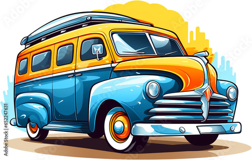 Logo minivan  Sticker vehicle colorful  Cartoon  illustration.