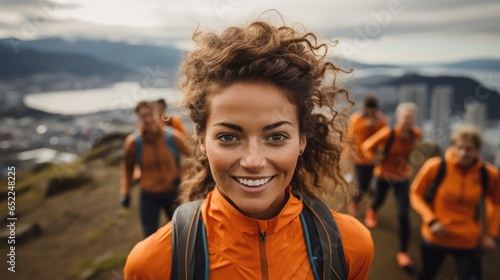 healthy trail runner is running for her exercise. 