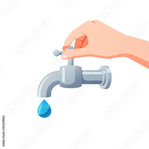 illustration of closing the water tap vector. photo