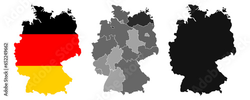 Vector outline map of Germany with country flag on white isolated background eps10