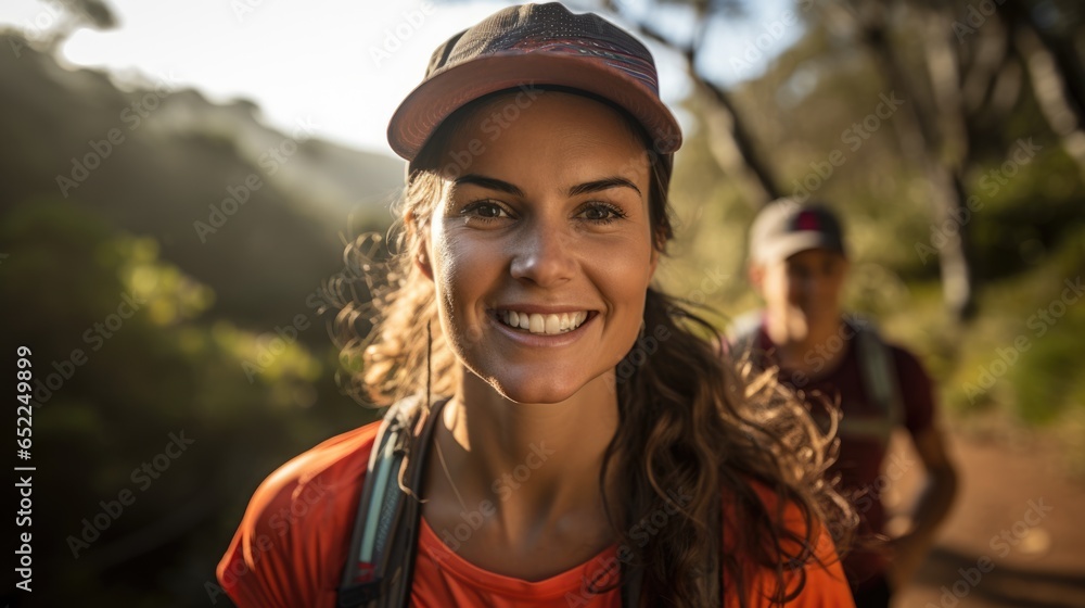healthy trail runner is running for her exercise. healthy trail runner is running for her exercise.