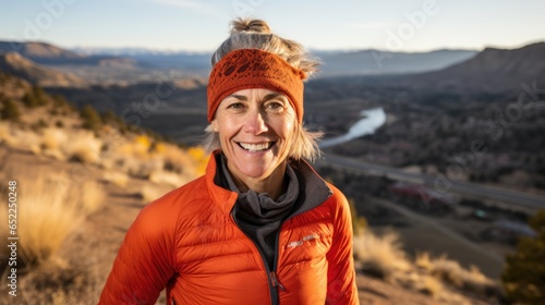 healthy trail runner is running for her exercise. 