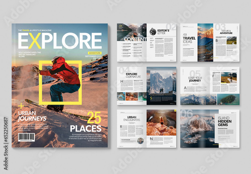 Travel Magazine Layout Modern Adventure Outdoor Explorer Book