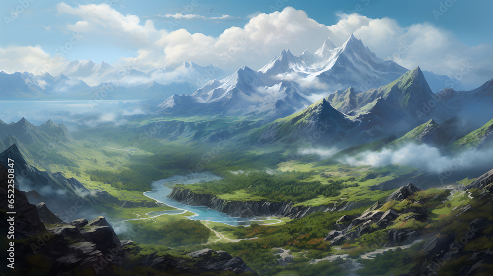 Take in the breathtaking views of mountain peaks and valleys. This highly detailed image showcases the undulating terrain and the interplay of light and shade across the landscape. Take in the breathtaking views of mountain peaks and valleys. This highly detailed image showcases the undulating terrain and the interplay of light and shade across the landscape.